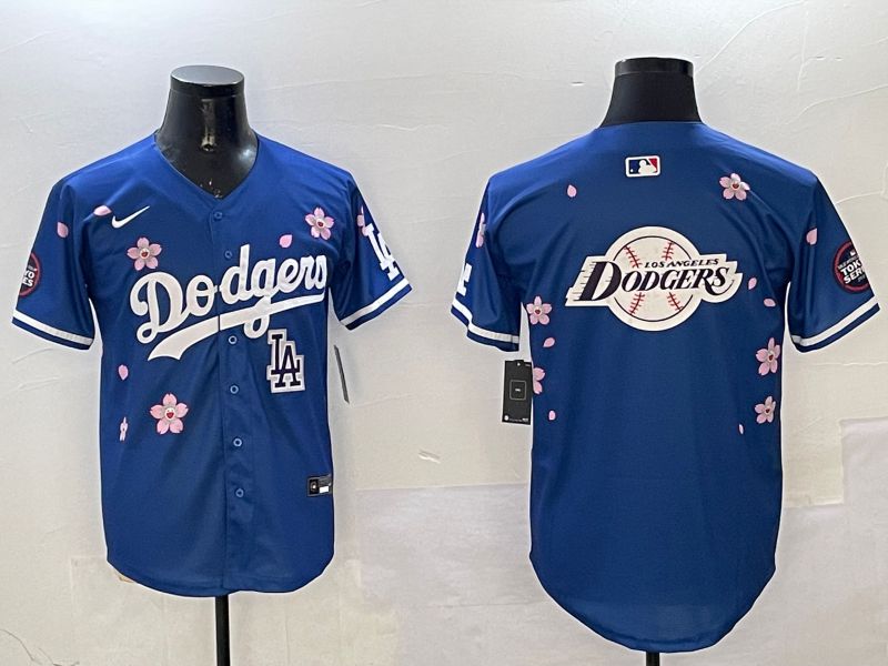 Men Los Angeles Dodgers Blank Blue Sakura Edition 2025 Nike MLB Jersey style 30
